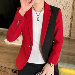 Men's Suits Color Matching Suit 2024Spring And Autumn Casual Small Nightclub Trendy Handsome Top Korean Style Slim Jac