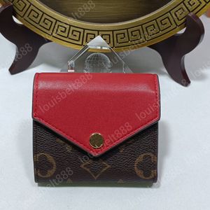 Fashion luxury brand Classic Designer Clasp Wallets Zoe Wallet in Brown Flower WOMEN Small Leather Goods Inside The Zipper Bag Short Purse card holder