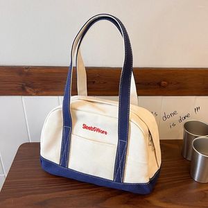 Bag Women Tote Handbag Large Capacity Vintage Armpit Canvas Letter Color Clash Simple Female Girls