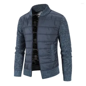 Maglioni da uomo Giacca maglione imbottita Cappotto slim di grandi dimensioni Colletto rialzato Cardigan patchwork invernale