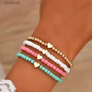 Perlen YWZIXLN Boho Gravierte Mehrschichtige Bunte Perlen Kette Herz Anhänger Armband Zubehör Bestes Geschenk Für Frauen Großhandel B052L24213