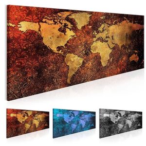 Senza cornice Mappa del mondo Decorazione Pittura a olio Su tela Mappa Immagine per la decorazione della parete di casa Immagine artistica Multicolor253A