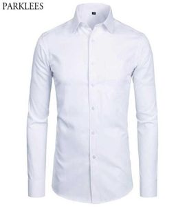 Men039s Camicie eleganti di alta qualità Moda Slim Fit Manica lunga Uomo Nero Bianco Bottone formale Chemise Homme 2203219376931