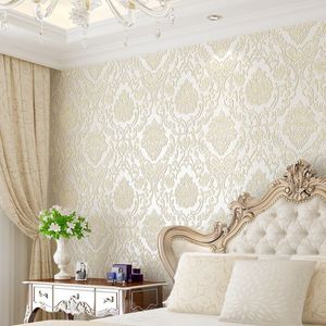 Modern Damask tapet väggpapper präglad texturerad 3d väggbeläggning för sovrum vardagsrum hem dekor303a