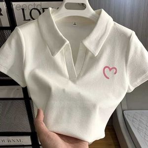 Polos masculinos verão bordado manga curta camisa polo estilo coreano nova moda curto esportes chique elegante roupas ldd240312