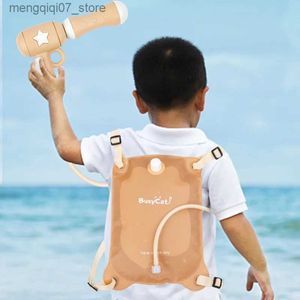Sand Play Water Fun Kids Backpack Water Gun P0.32 Summer Outdoor Beach Toy Pull-out Bath Toys for Kids Hand-eye Coordination Development L240312