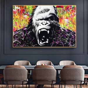 Abstract Colorful Gorilla Graffiti Monkey Posters and Prints Canvas Paintings Wall Art Pictures for Living Room Room Home Decor N3446