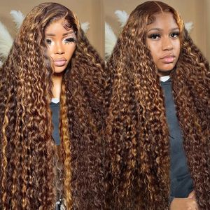 Cosdelu 30 40 tum Curly Highlight 13x4 Spets Front Human Hair Deep Wave 13x6 Spets Frontal Wig Brazilian 250% för kvinnor