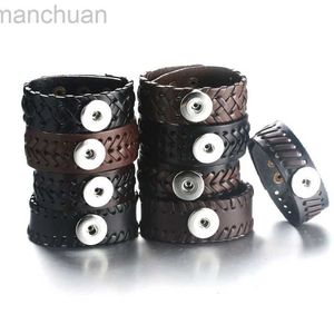 Bangle Woven Leather Snap Armband/Bangle Leather Rope Armband Fit 18mm Snap Button Snap Smycken 9254 LDD240312