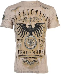 Mens T Shirt Affliction Mens Tshirt Tested Eagle Sand Tobacco Wash Tattoo Biker Gym Tops S3XL6324138