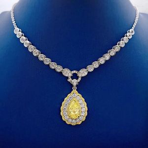 Pendants Luxury Solid 925 Sterling Silver Full High Carbon Diamond Necklace Very Shiny Simulation Fine Bridal Jewelry For Women