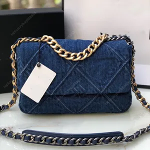 10a högkvalitativ denim Designer Bag Classic Flap Bag Saddle Bag Luxurys Handväskor 25 cm Crossbody Bag Diamond Lattice Chain Bag Gift Box Packaging Blue Fashion Lady Bag