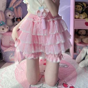 Kobiety szorty harajuku słodkie koronki lolita krótkie spódnice japońskie kawaii jk elastyczne talia bezpieczeństwo krótkie spodnie cutcore ldd240312