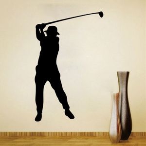 Adesivo de decalque de parede de golfe para crianças, meninos, meninas, quarto e quarto, arte de parede esportiva para decoração de casa e decoração, silhueta de golfe mura251g