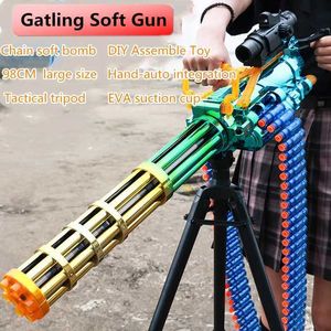 Silah Oyuncakları Gun Toys Gatling Zinciri Eylem Yumuşak Bomba Tabancası 115cm Büyük Boyutlu Elektrikli Burst Eva Yumuşak Diy Meclisi Yumuşak Mermi Gatling Ağır Makine 2400308