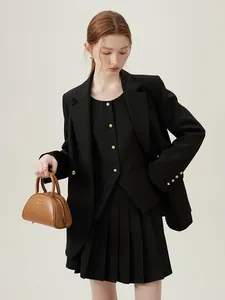 2 피스 드레스 FSLE LAZY 3 피스 슈트 기질 재킷 여성 전문 세트 공식 블레이저 조끼 스커트 여성 24FS11075