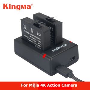 Kameror Kingma för 2st Xiaomi Mijia 4K Battery +Dual Batteries Charger for Sport Xiao Mi Mi Jia Action Mini Camera Battery Accessories