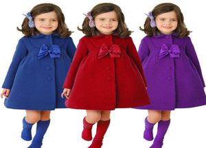 Abiti firmati per bambini Ragazze Cappotti con fiocco grande Inverno Ragazza del bambino Fiocco rosso giacca di lana carina Cappotto compleanno Ragazze calde carisma Baby 9177989