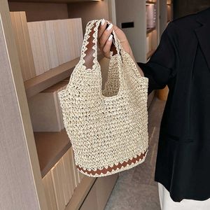 가방 짠 가방 New Beach Handbag 2024 세련된 미니 여성용 어깨 버킷 240312