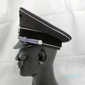 Basker Militär Tyskland Elite Officer Black Wool Field Hat Visor Cap