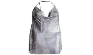 Women Party Dress Sexy Club Kendall Jenner Vestidos Diamond Halter Silver Elegant Deep V Backles 2205066124934