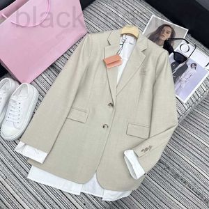 Women's Suits & Blazers designer Spring and Summer New Nanyou Miu Elegant Style Combination Colored Letter Sticker Embroidered Suit Fake Two Jackets for Women W7C0