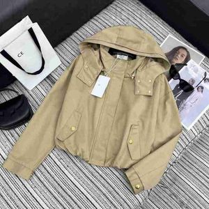 Womens Jackets Designer Early Spring New CE Nan You Gao Ding Casual Original Stay Style Simple And Niche Versatile Hooded Gold Button Trench Coat Star1922