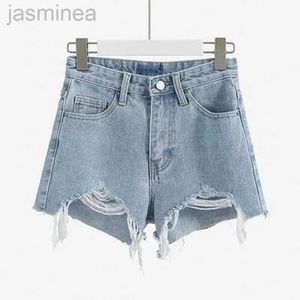 Shorts kvinnors shorts sommarhål midja jeans sommar korta byxor ld240312