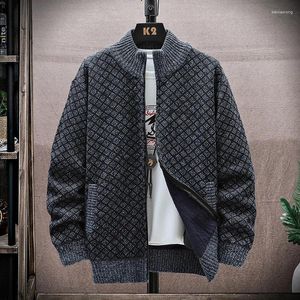 Camisolas masculinas outono e inverno malha cardigan camisola 2024 moda versátil casaco suporte pescoço