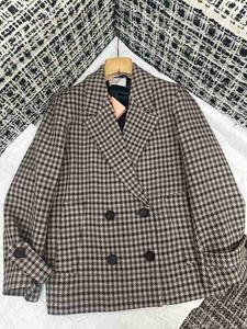 Kvinnors jackor designer höst och vinter ny miu nanyou xiaoxiangfeng casual kostym krage dubbel bröst tjock tweed lös päls för kvinnor l839