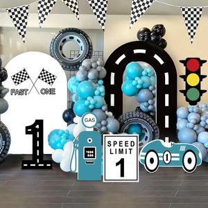 Niestandardowe dwa szybkie balony wyścigowe Arch Party Tacdrops Racing Birthday Baby Shower Work Wedding Decor 240226