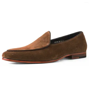 Casual Shoes Luxury Men's Loafers Suede Leather Penny Loafer Slip On Brown Man Shoe Office Wedding Dress Summer