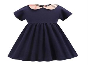 Summer Girls TurnDown Collar Abiti Luxury Baby Girl Cotton Abito a maniche corte Moda Bambini Gonne casual Kids Princess Skir5110980