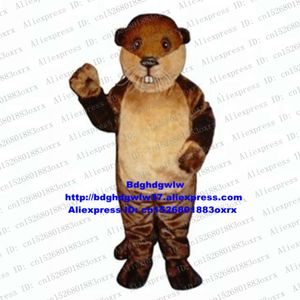 Trajes de mascote marrom longo pele lontra lutra castor nutria coypu marmota bobac tarabagane mascote traje adulto cabeça grande imagem embaixador zx2725