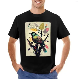 Regatas masculinas lindo pássaro na árvore design camiseta blusa gráfica camiseta masculina camisas grandes e altas