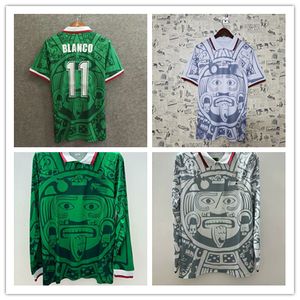 1998 Retro Futbol Forması Meksika Klasik Vintage Luis Garcia Blanco Futbol Jersey Ev Yeşil Hernandez 98 Futbol Gömlek Camisa de Futebol