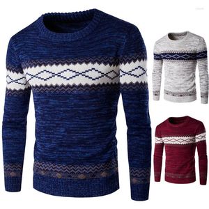 Herrtröjor kläder höst och vinterbutik europeisk amerikansk färg matchande tröja nationell stil varm pullover stick