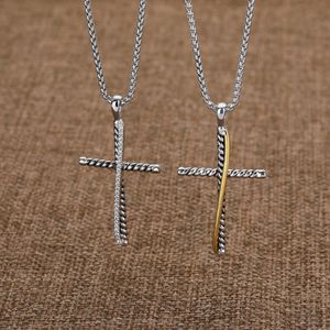 DY -halsband Cross Chain Pendant 18k Guldhalsband Långt klassisk modeflicka Silver Kvinnor Fina smycken Män halsband