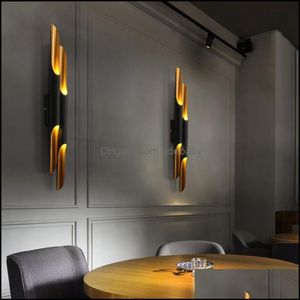 Lâmpada de parede Home Deco El Suprimentos Jardim Design Moderno Delightfl Coltrane Preto Ouro Inclinado Light Up Down Luzes de Tubo de Alumínio D230R