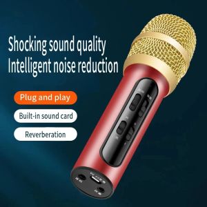 Microfones portátil sem fio Bluetooth Condenser Mic para cantar músicas de redução de ruído em casa Microfone Integrated Audio Confere Microfone