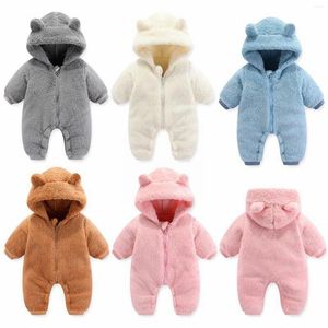 Macacão bebê meninas meninos roupas de inverno snowsuit teddy bear onesie outfit nascido velo macacão macacão casaco com capuz terno