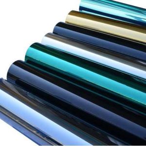 Silver Mirror Window Film Insulation Solar Tint Stickers UV Reflective One Ways Integritetsdekoration för Glass Green Blue Black222i