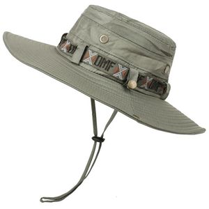 Utomhus män hink hatt lätt andningsbar UV -skydd Panama vikbar 9 cm grim safari jakt vandring fiske hatt sommar sol hatt 240220
