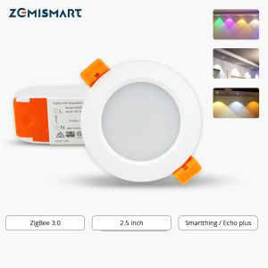 コントロールZEMISMART ZIGBEE 3.0 2.5インチRGBW RGBダウンライトLEDライトエコーとSmartThingsスマート照明ソリューションAlexa Google Home