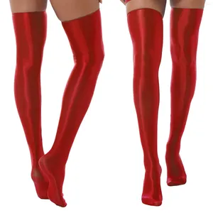 Women Socks Womens Glossy Thigh High Stockings Sexy Over Knee Pole Dancing Clubwear Oil Shiny Smooth Elastic