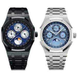 Designer Watches Erkekler İzle İnsan İçin Bilgi Saati İzleyin Perpetual Takvim Otomatik Mekanik Kol saatleri 316L Paslanmaz Çelik Safir Cam