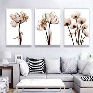 Pinturas estilo nórdico moderno flor transparente a4 pintura de lona arte impressão poster imagem casa decoração de parede simples decor274n