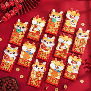 Gift Wrap 6PCS Luck Money Bag Envelope Wishes R Year Blessing DIY Packing Chinese Dragon Red Pocket Party Gifts