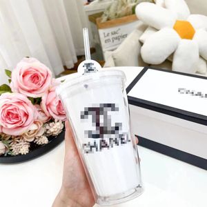 Luxury Tumblers Fashion Water Cups With Designer Gift Box With Lid Straw 450ML Mug Vacuum Cup Juice Cup