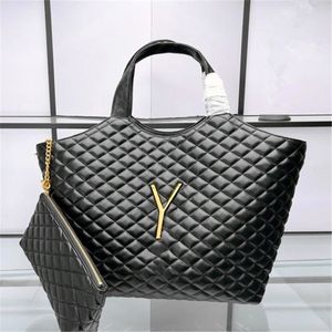 2024icare Maxi Tote Bag Designer Totes Women Bags Handbags Rhombic Lambskin Shopping Large Casual Beach Travel Shoulder Purses Black 58cm Top Quality Original